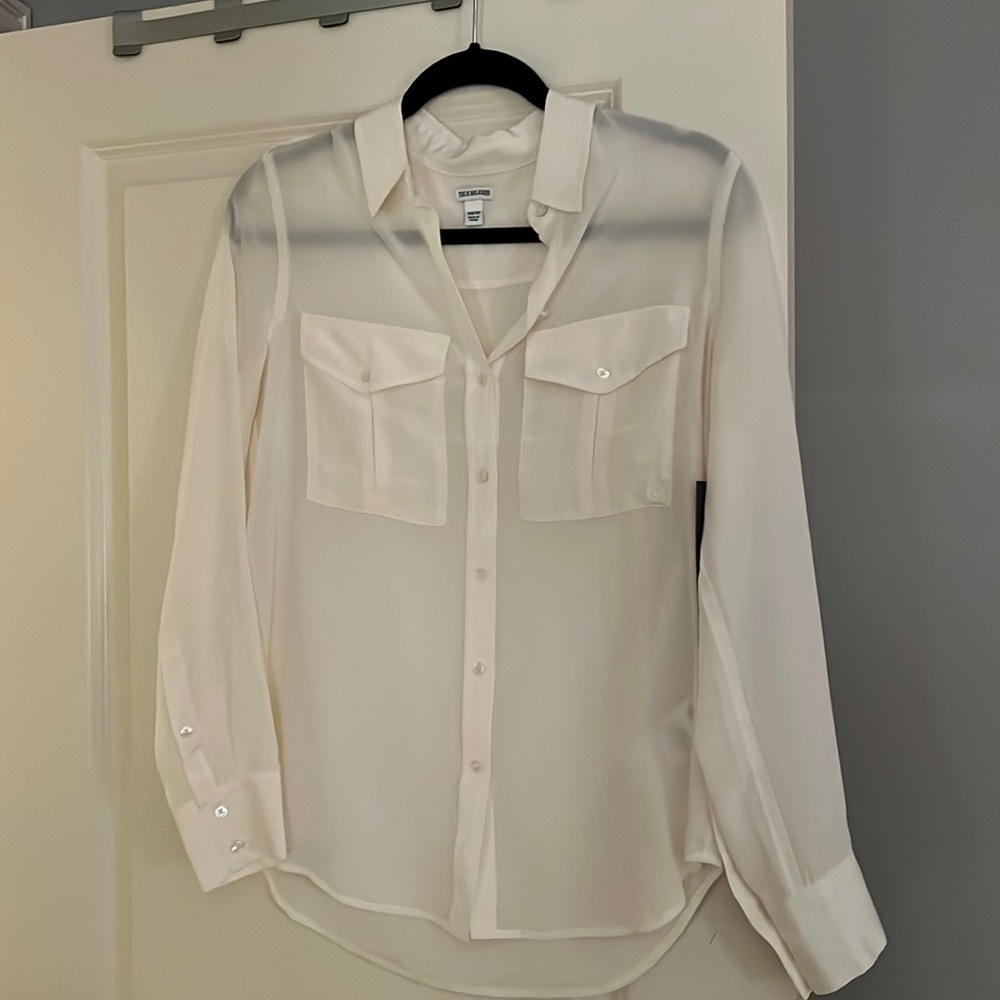 True Religion Silk Military Cargo Shirt Blouse